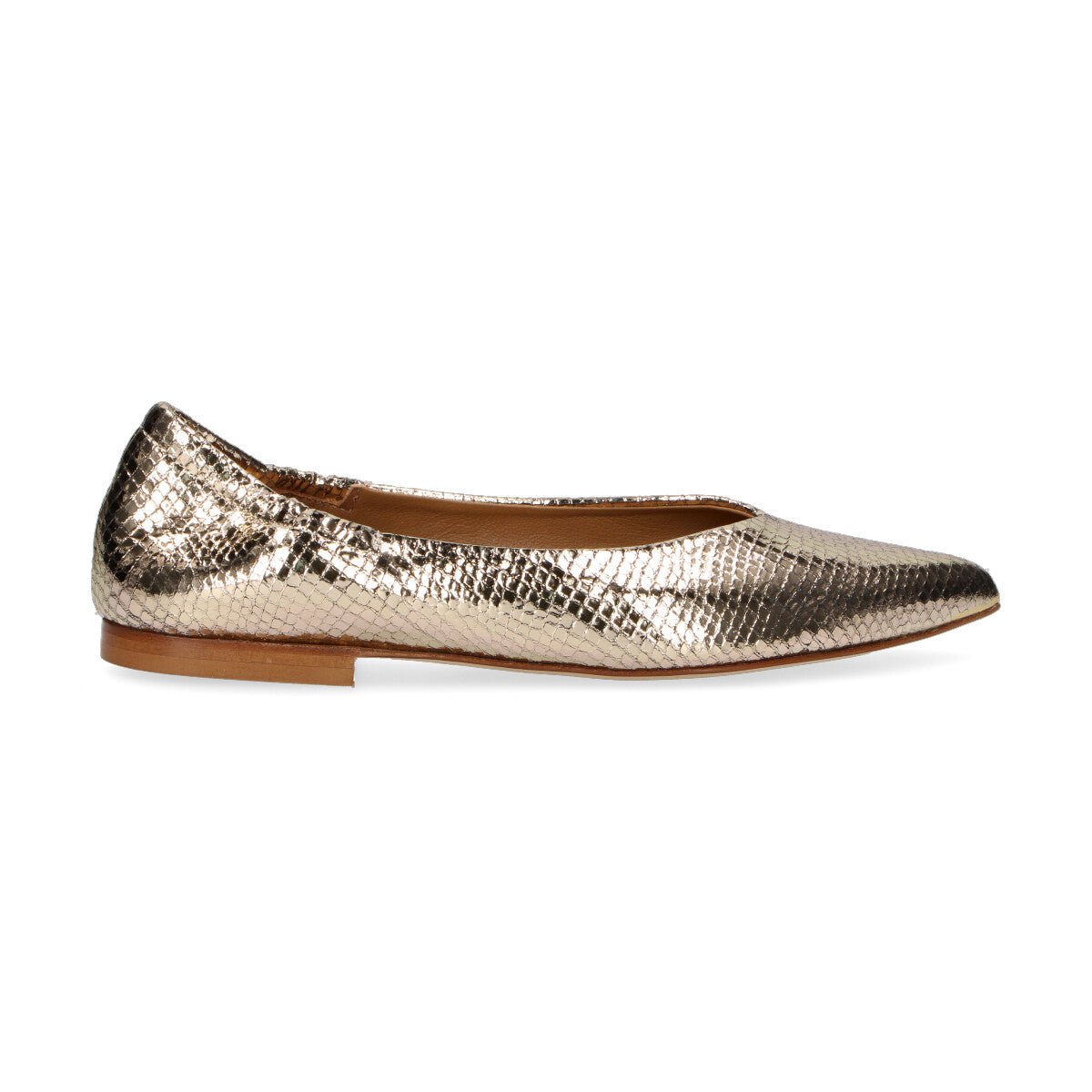 Anna F. ballerina in pelle squamata platino