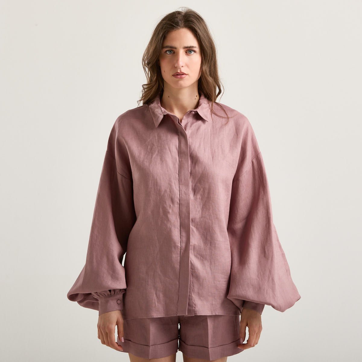 Actualee camicia in tessuto vinaccia
