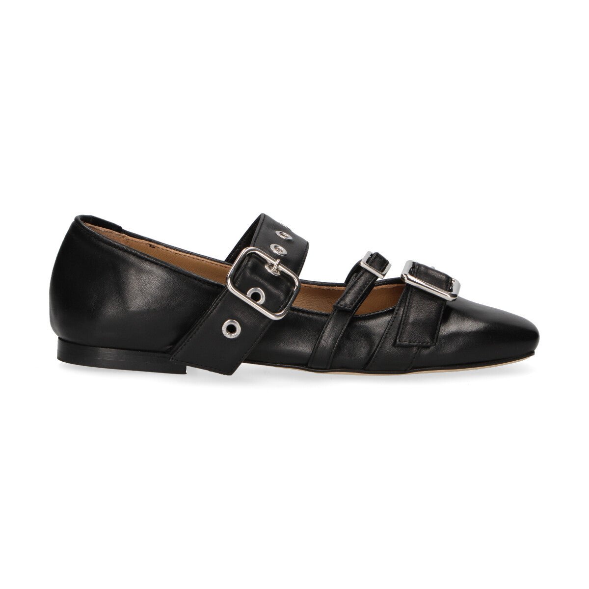 Anna F. ballerina squadrata in pelle con fibbie