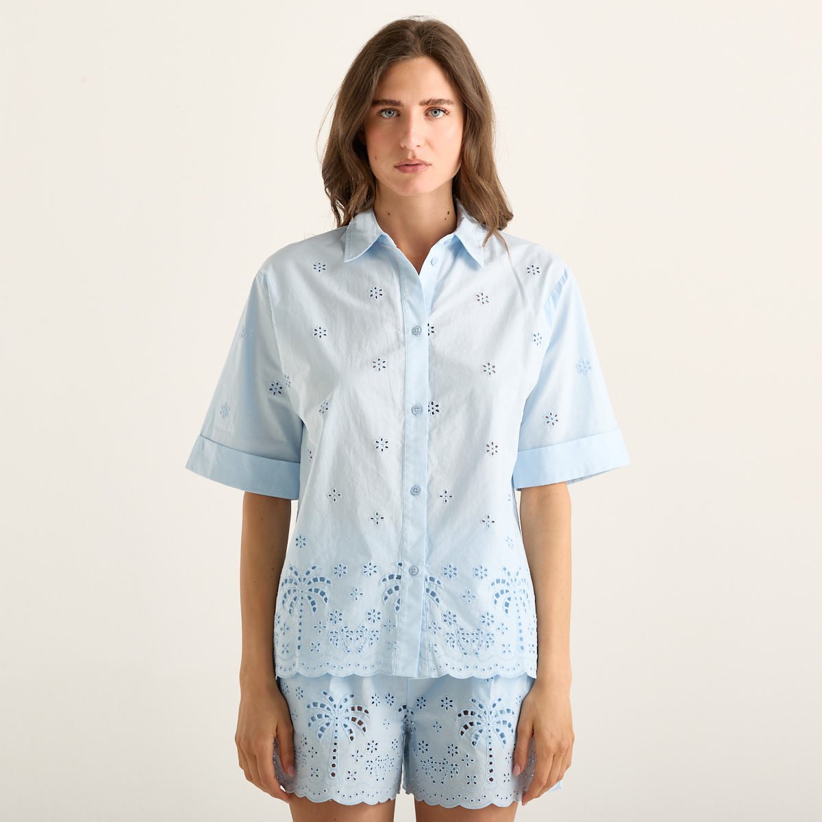 Mc2 Saint Barth camicia manica corta matisse sangallo palms azzurra