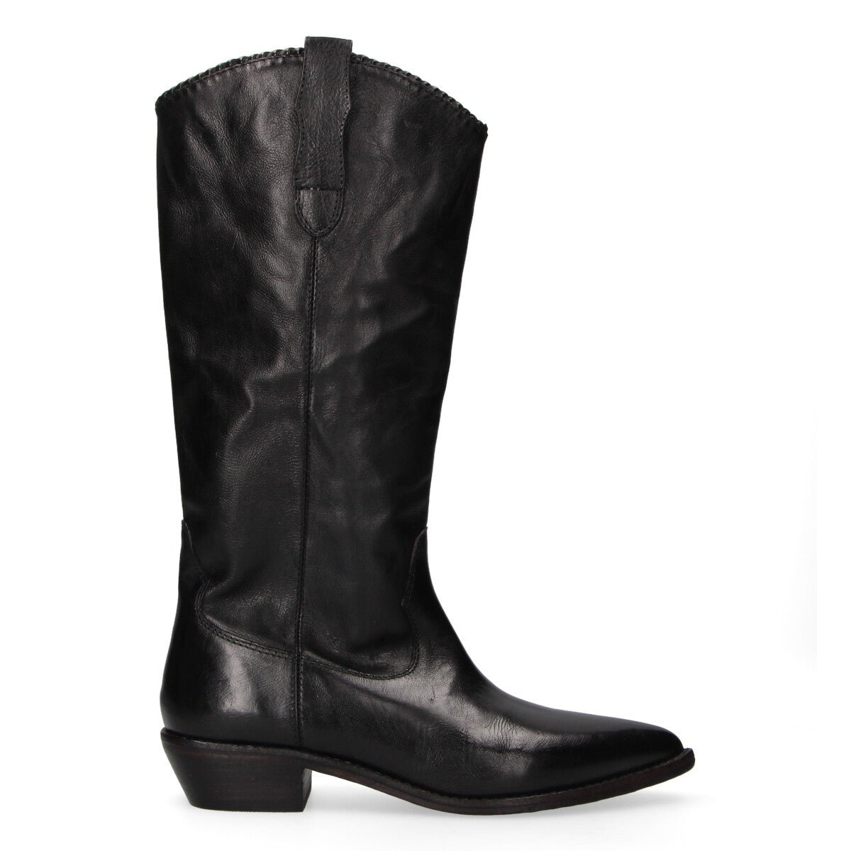 Zolfo stivale texano alto in pelle nera