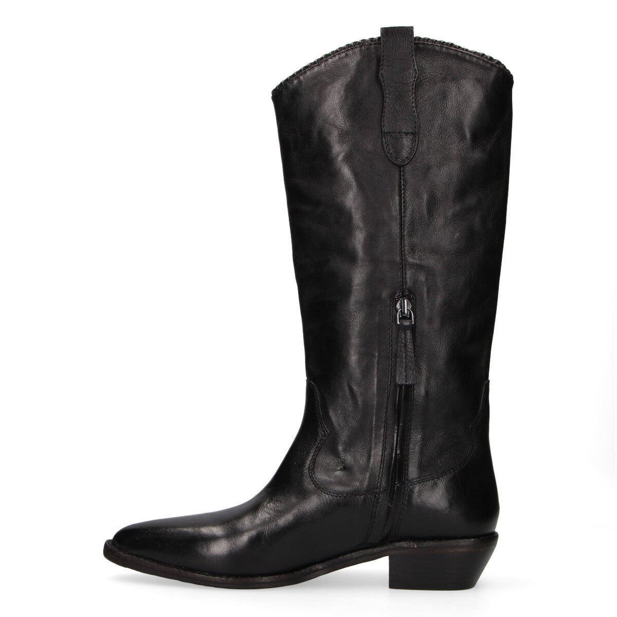 Zolfo stivale texano alto in pelle nera