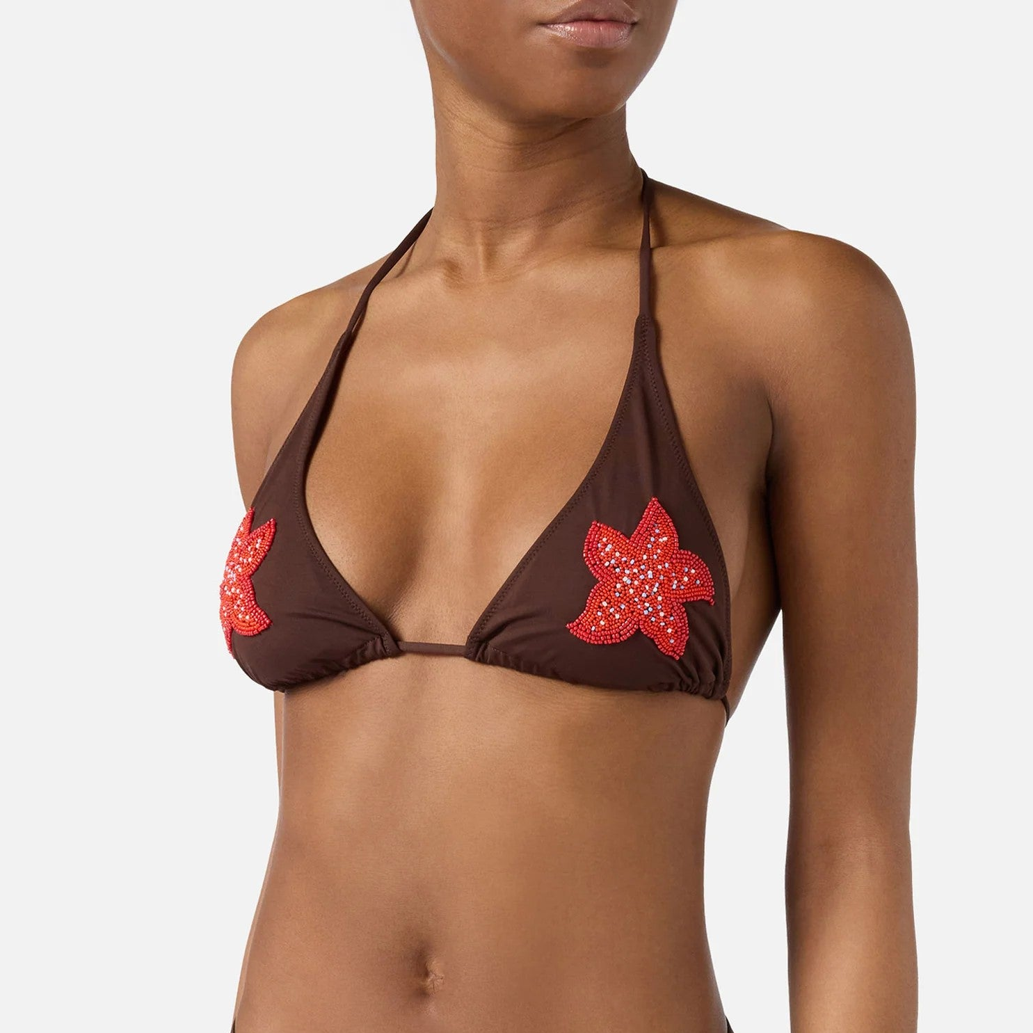 Mc2 Saint Barth Top bikini Guiana a triangolo con stelle marine in perline