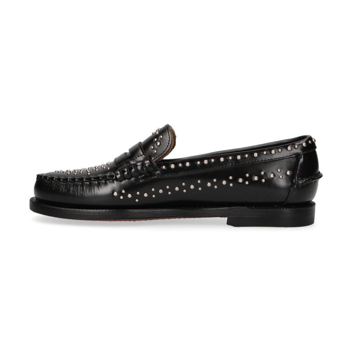 Sebago mocassino con borchie in pelle nera