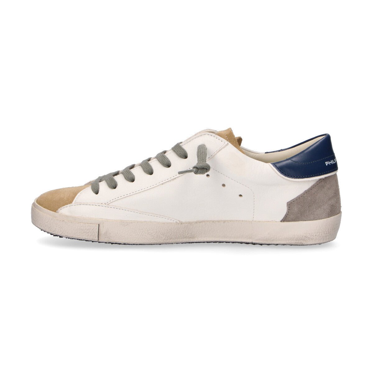 Philippe Model sneaker Paris in pelle bianca beige e blu