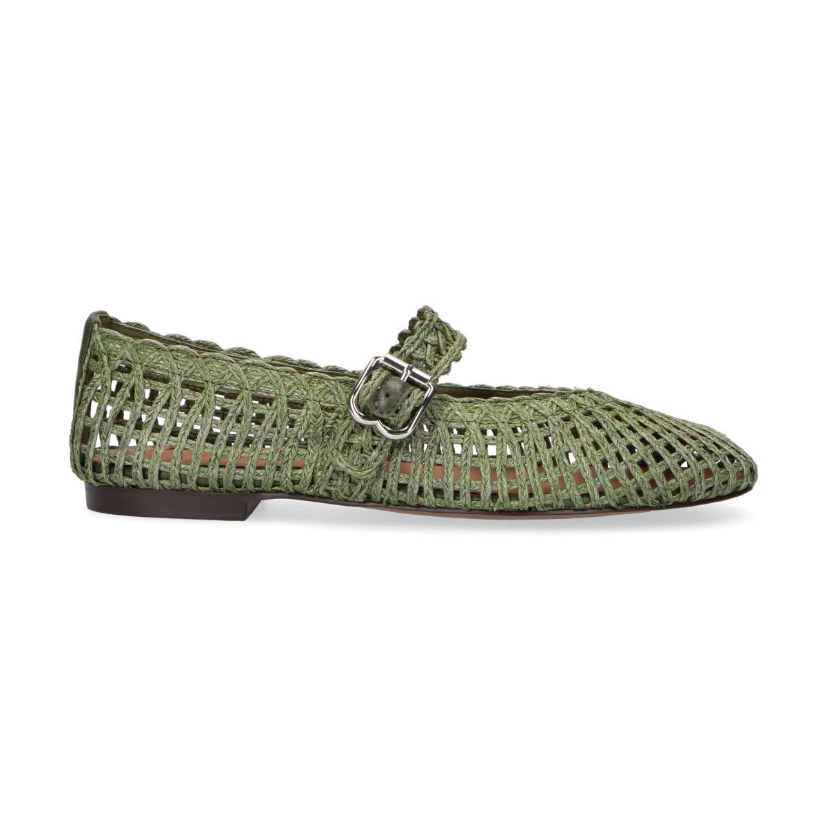 Bibi Lou ballerina intrecciata in raffia verde