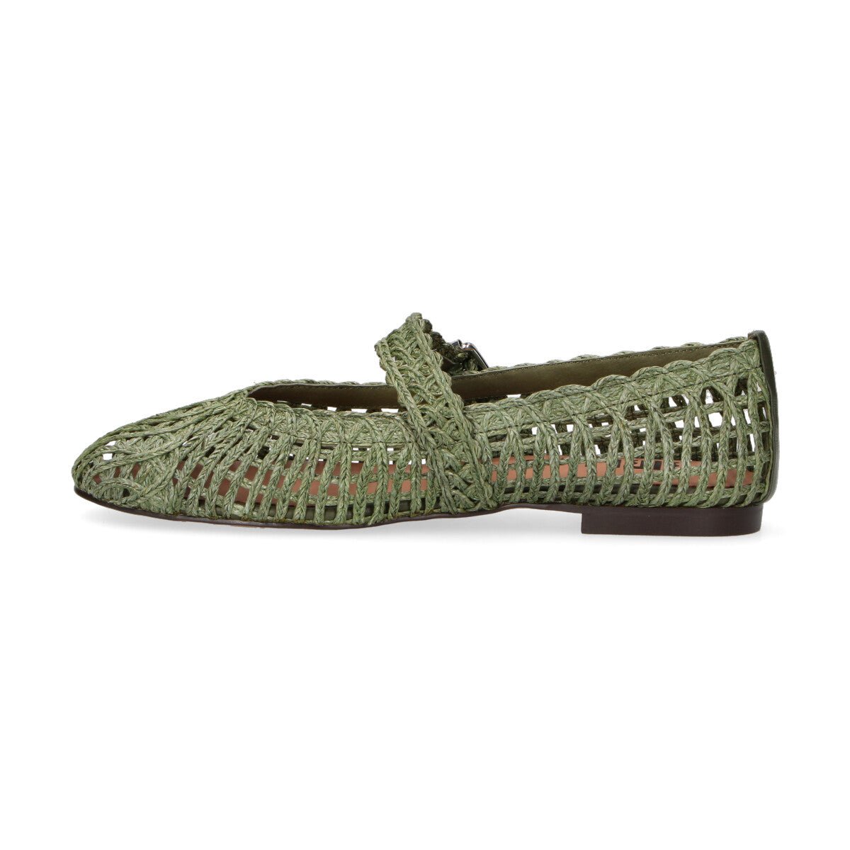 Bibi Lou ballerina intrecciata in raffia verde