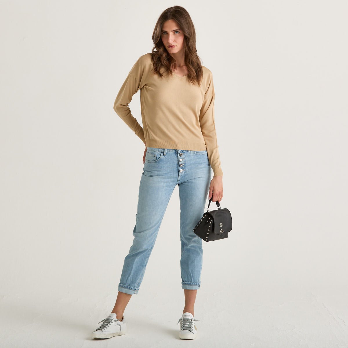 Relish maglioncino scollo a v in tessuto beige