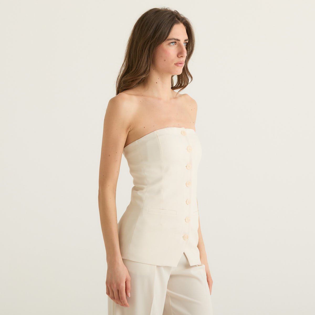 Patrizia Pepe bustier avorio con bottoni