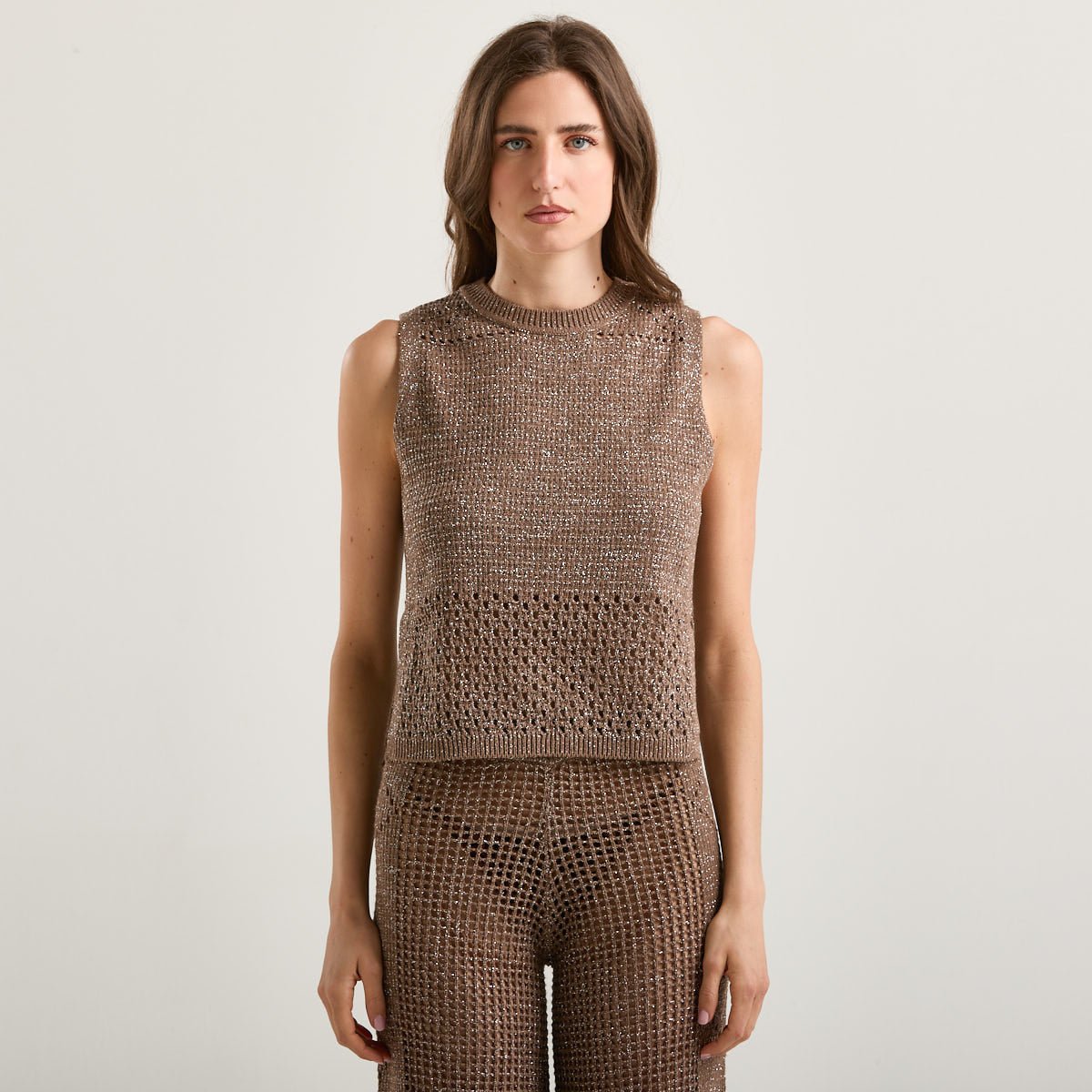 Mc2 Saint Barth canotta crochet mesh lurex