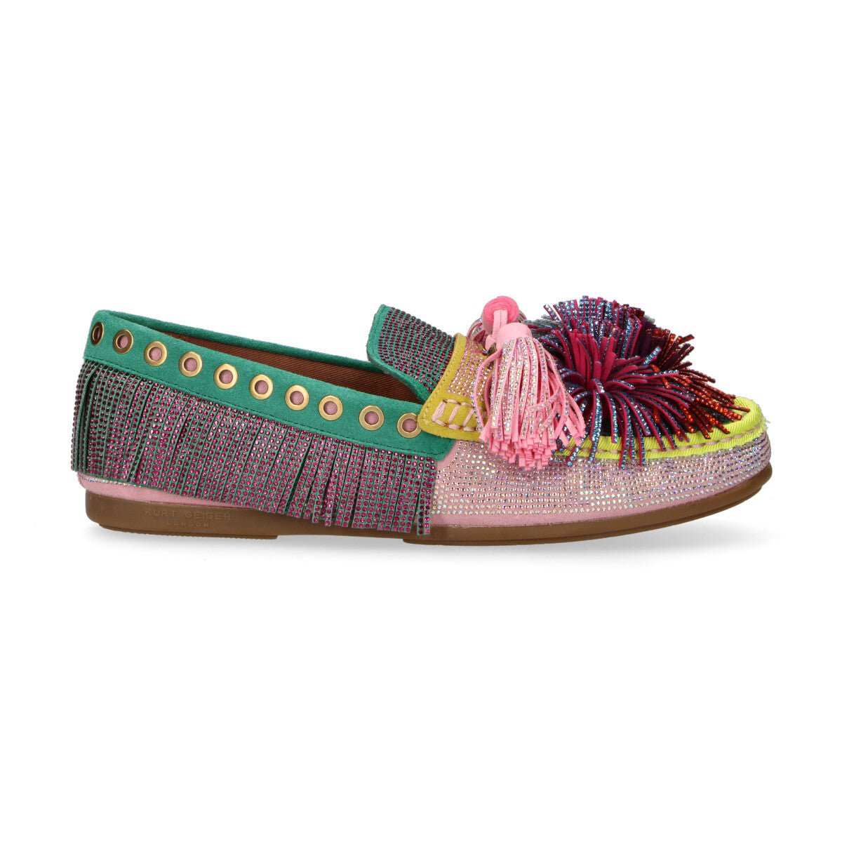 Kurt Geiger mocassino Pom Pom strass multicolor