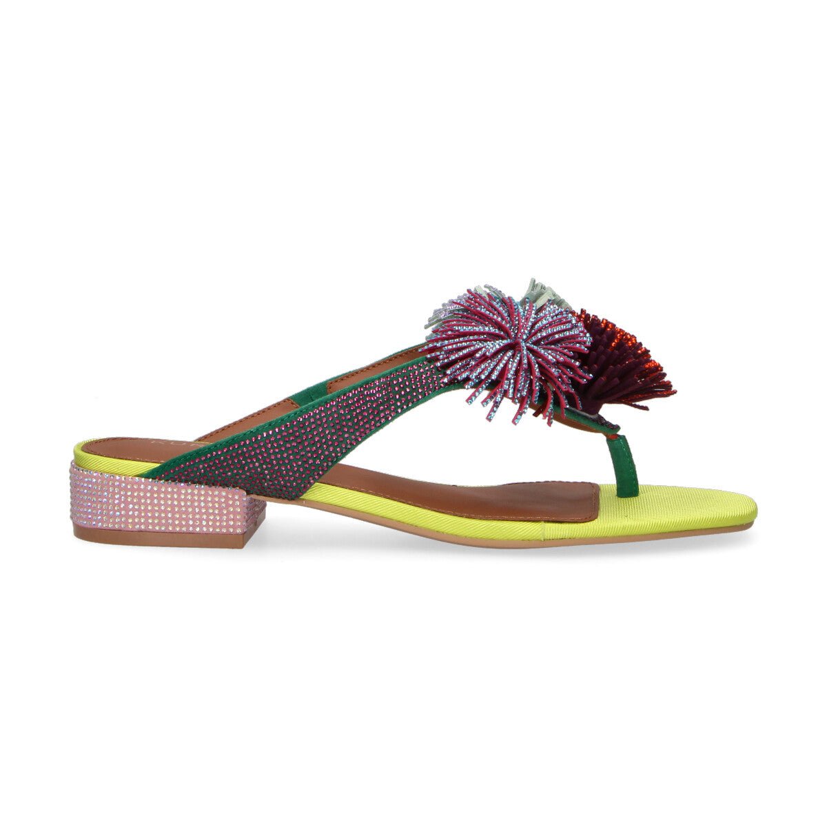 Kurt Geiger infradito Pom Pom T-Bar Flat strass