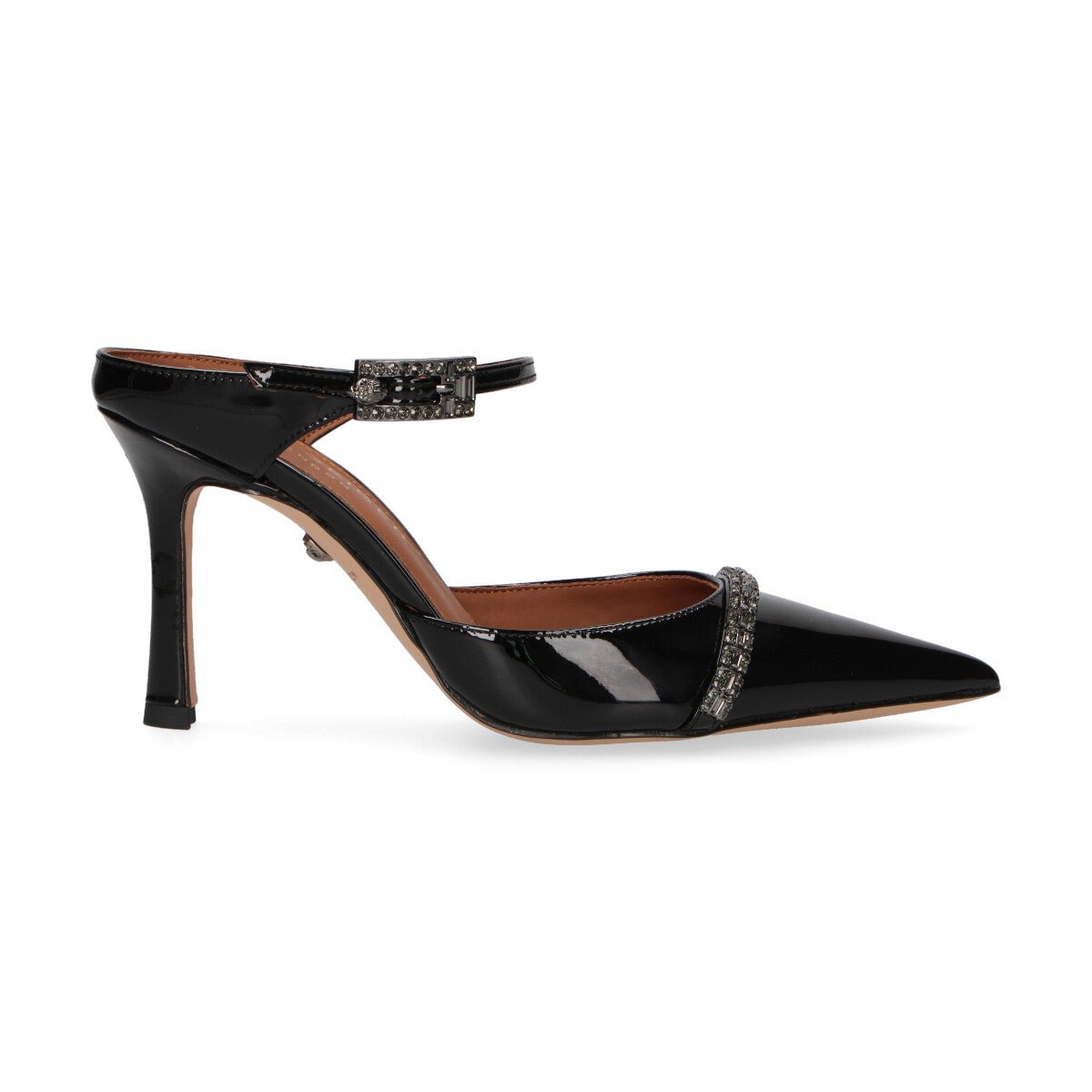 Kurt Geiger decolltè Strass Point Mule nero lucido