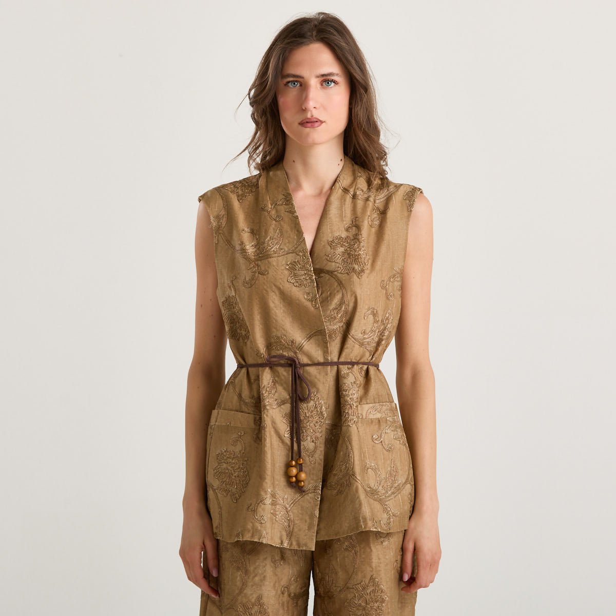 Souvenir gilet in tessuto operato bronzo