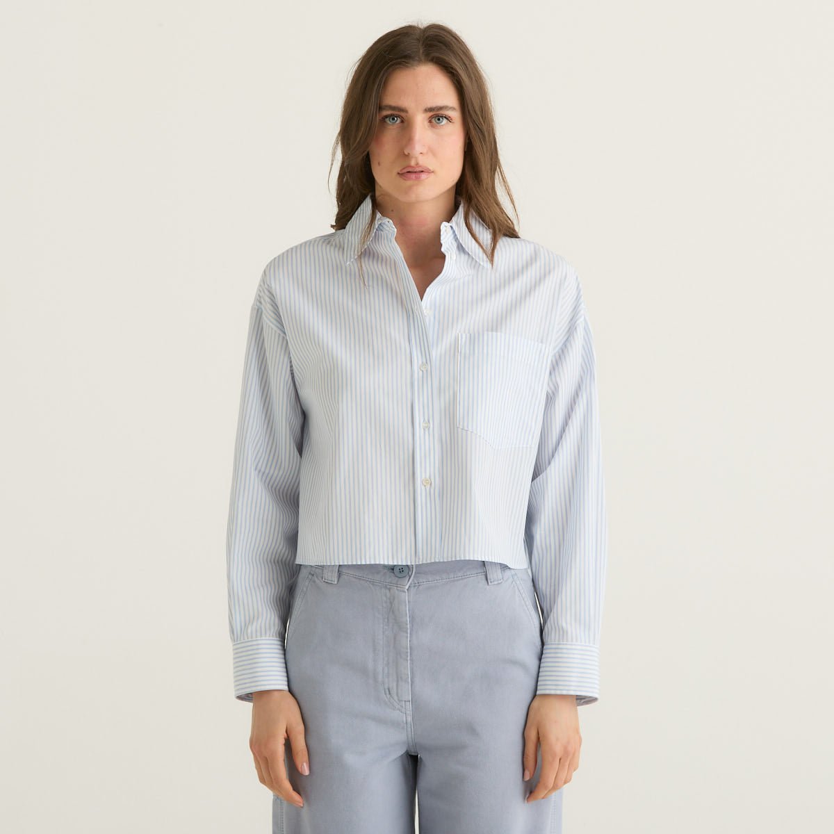 Weekend MaxMara camicia in popeline di cotone azzurra