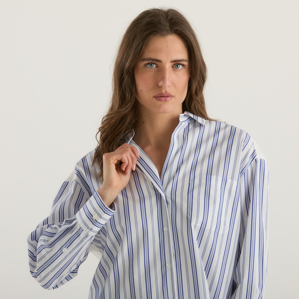 Weekend MaxMara camicia a righe e pizzo Sangallo