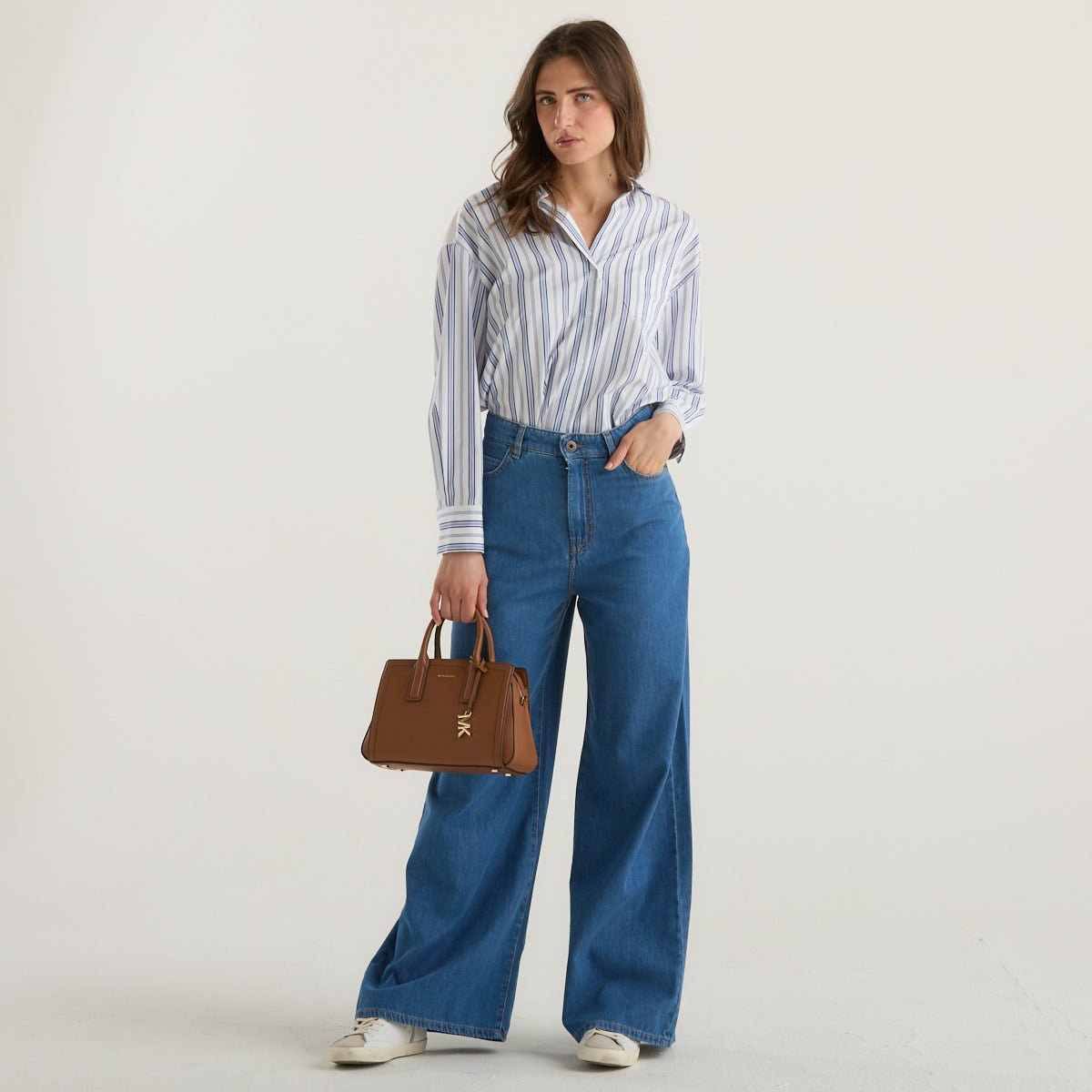 Weekend MaxMara camicia a righe e pizzo Sangallo