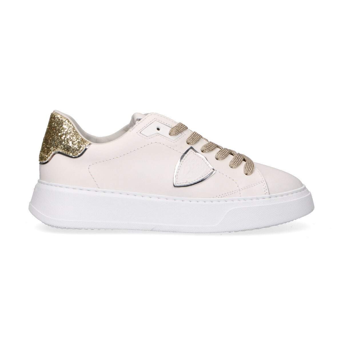 Philippe Model sneaker Temple con glitter pelle bianca