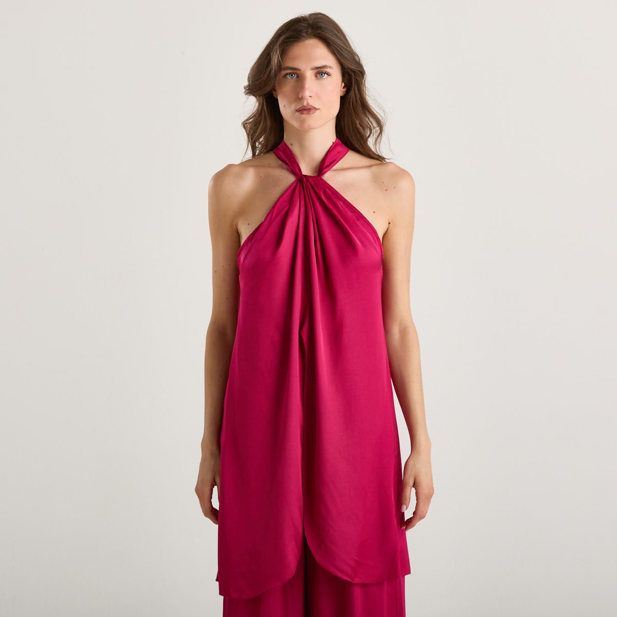 Relish top lungo in tessuto fuxia