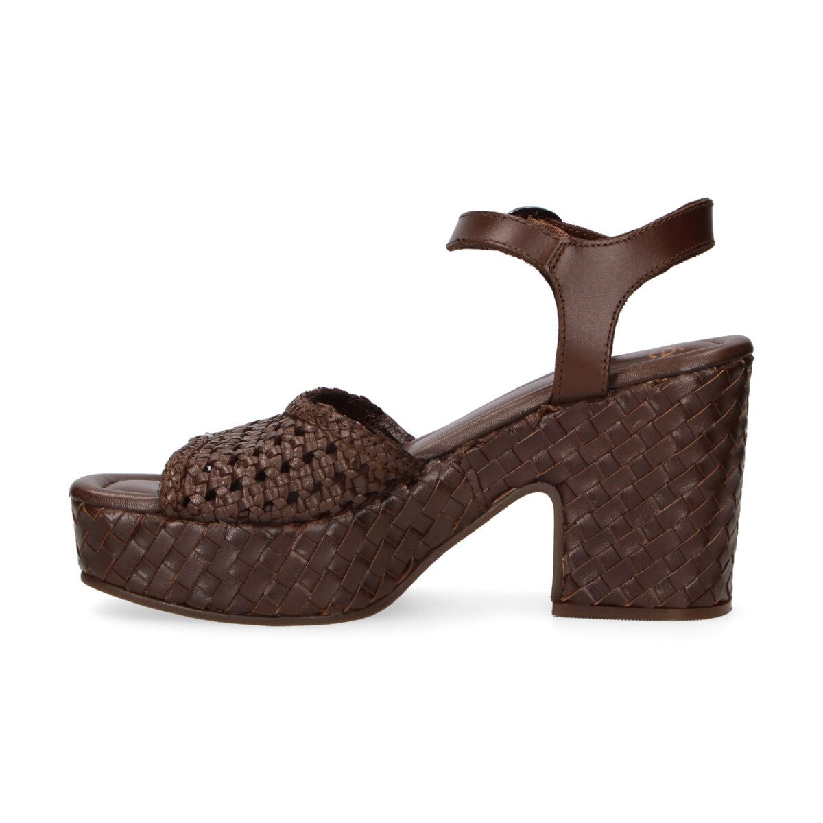 Exè zeppa in pelle marrone
