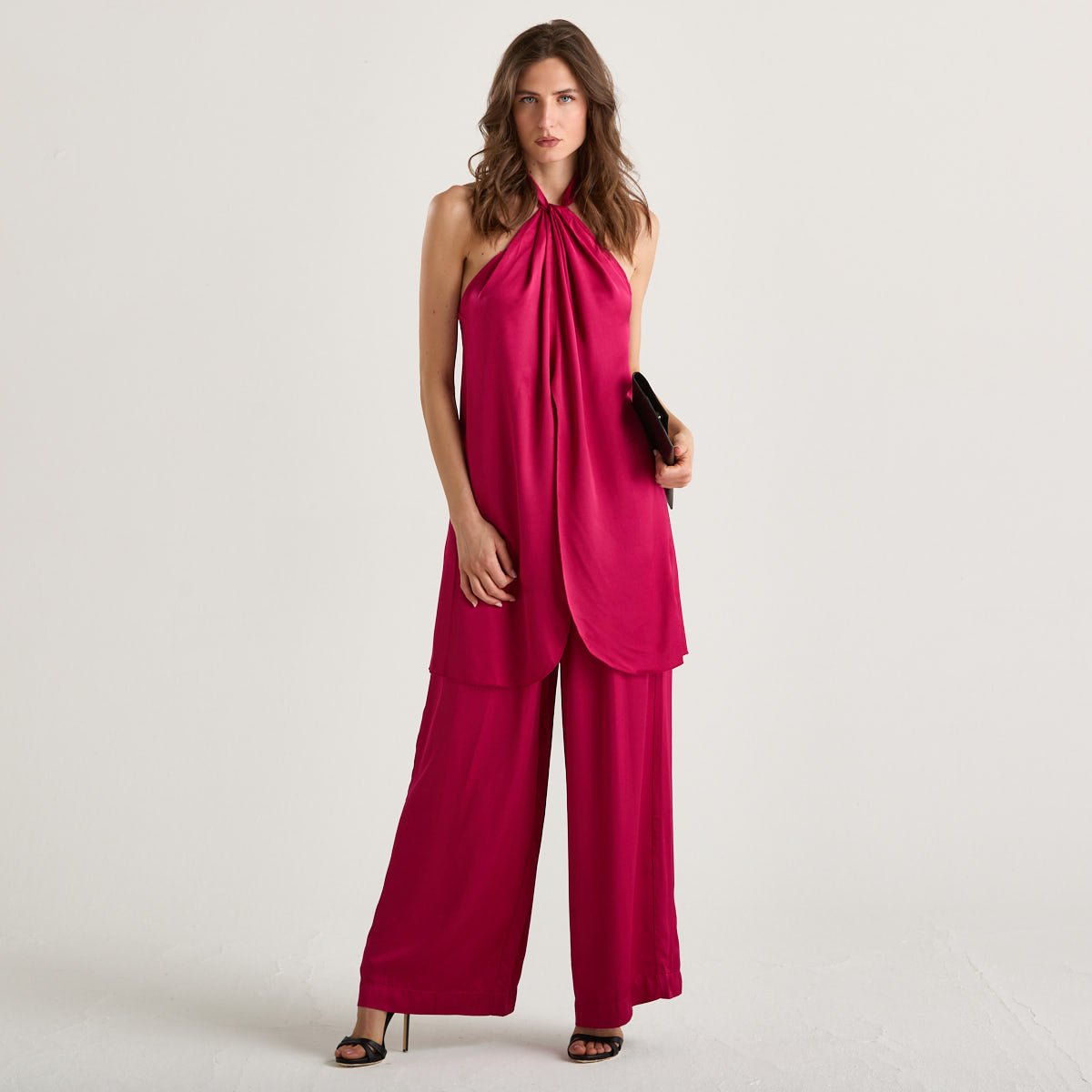 Relish top lungo in tessuto fuxia