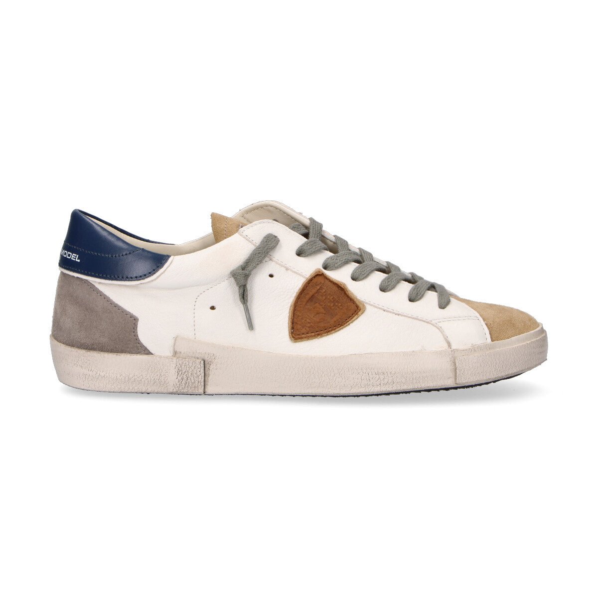 Philippe Model sneaker Paris in pelle bianca beige e blu