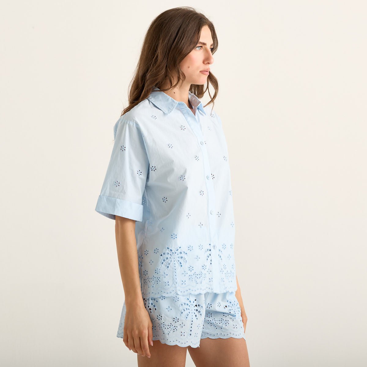 Mc2 Saint Barth camicia manica corta matisse sangallo palms azzurra