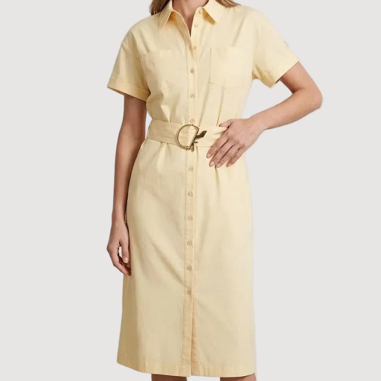 Patrizia Pepe abito chemisier con cintura beige