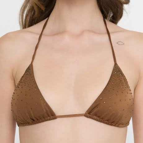 Mc2 Saint Barth triangolo Annabelle marrone con dettagli strass applicati